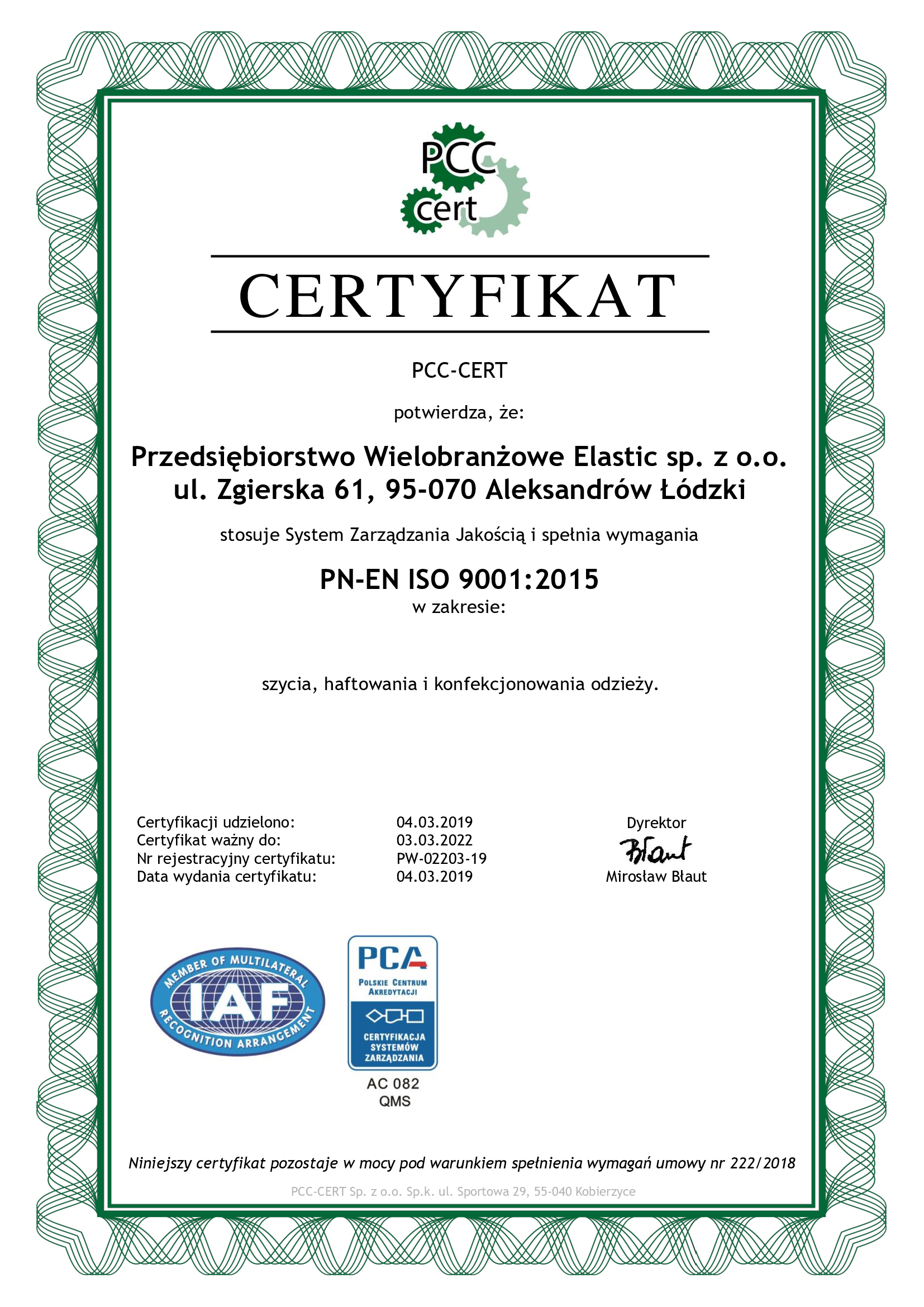 Cert QMS Elastic - ISO 9001:2008